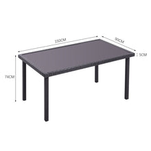 Load image into Gallery viewer, 105CM Patio Garden Square Rattan Frame Glass Top Table
