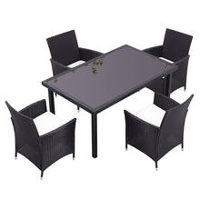 Load image into Gallery viewer, Outdoor Garden Dining Sets with Long Rattan Table and 4Pcs Rattan Chairs with Cushions, LG0899LG0904
