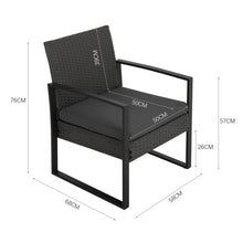 Load image into Gallery viewer, Rattan Outdoor Garden Table Chairs Patio Furniture 3pc Cushioned
