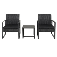 Load image into Gallery viewer, Rattan Outdoor Garden Table Chairs Patio Furniture 3pc Cushioned
