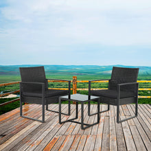 Load image into Gallery viewer, Rattan Outdoor Garden Table Chairs Patio Furniture 3pc Cushioned
