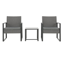 Load image into Gallery viewer, Rattan Outdoor Garden Table Chairs Patio Furniture 3pc Cushioned
