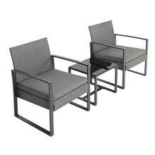 Load image into Gallery viewer, Set of 3 Garden Rattan Patio Furniture Set with Iron Frame
