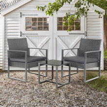 Load image into Gallery viewer, Rattan Outdoor Garden Table Chairs Patio Furniture 3pc Cushioned
