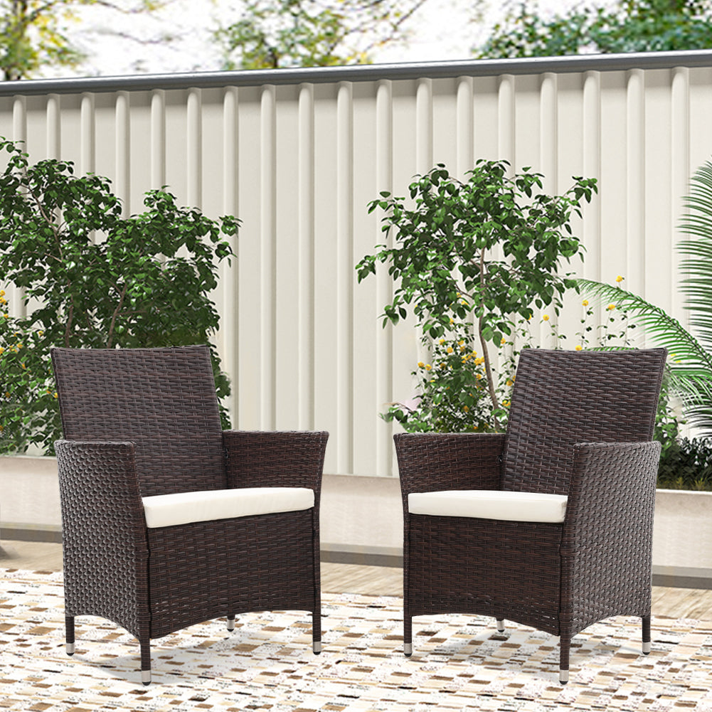 2pcs Garden Rattan Dining Chairs With Cushions, LG0903