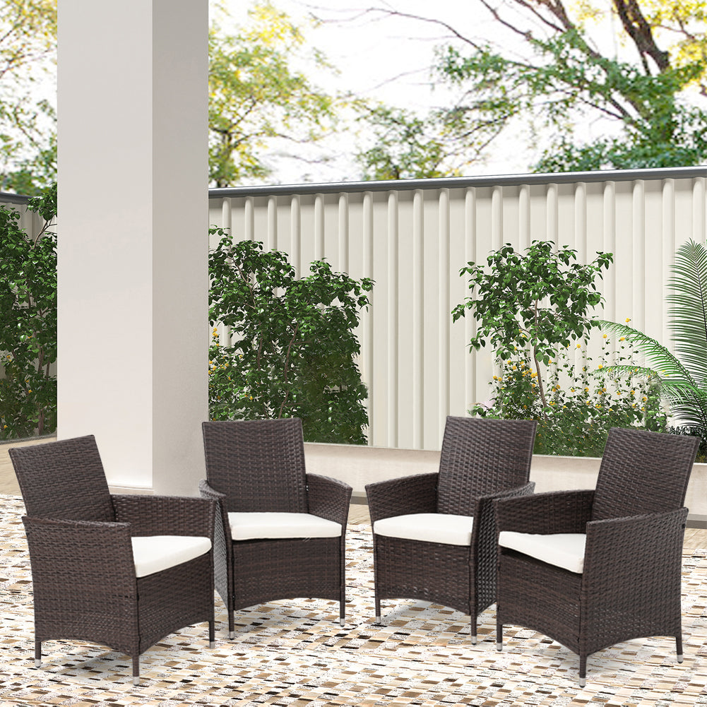4pcs Garden Rattan Dining Chairs With Cushions, LG0905
