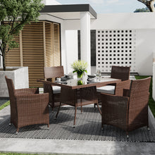 Load image into Gallery viewer, Outdoor Garden Dining Sets with Long Rattan Table and 4Pcs Rattan Chairs with Cushions, LG0898LG0905
