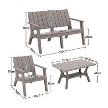 Load image into Gallery viewer, Set of 4 Outdoor Furniture Set Plastic Table and Chairs
