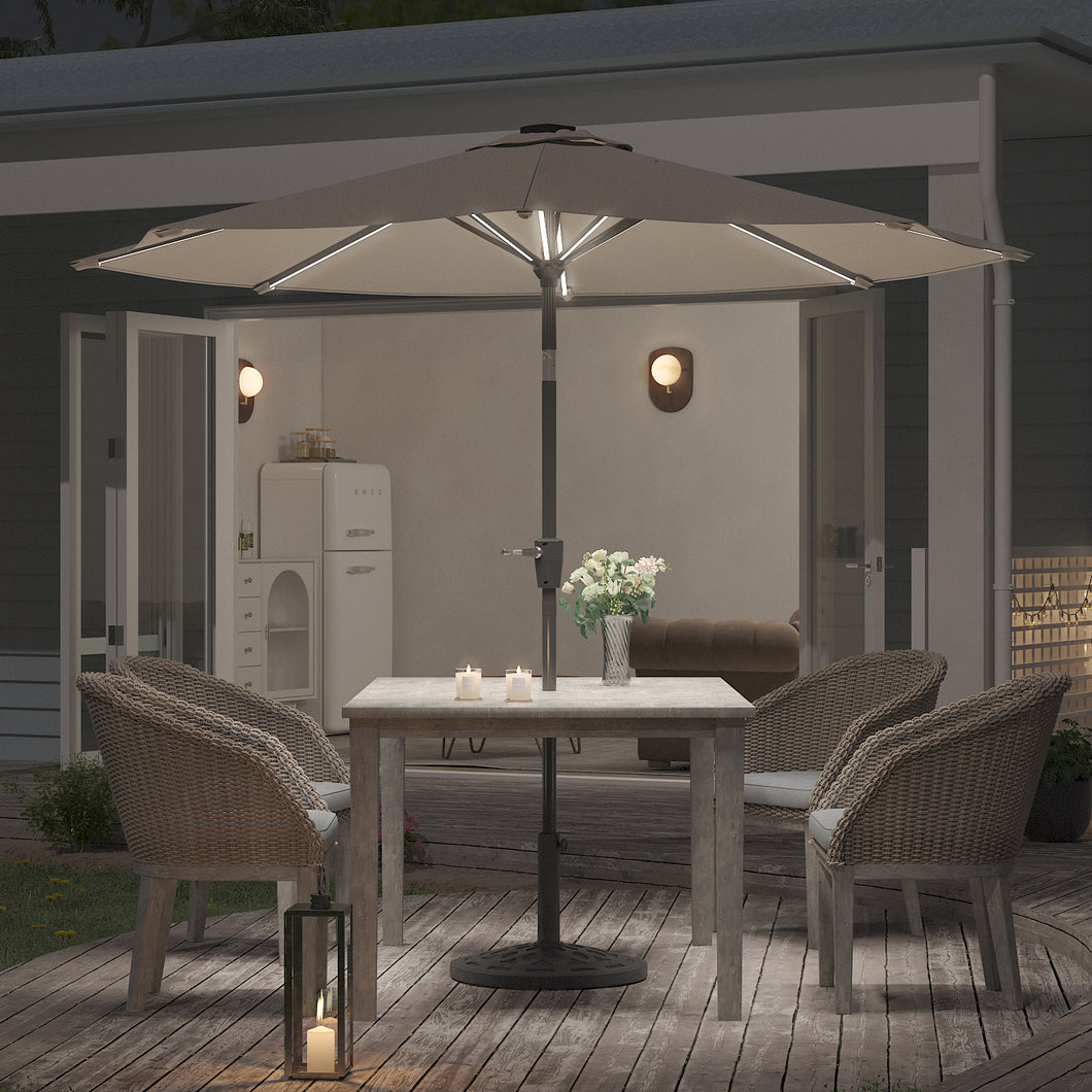 Large Solar Powered LED Patio Umbrella for Outdoor Garden Patio with Base, LG0932LG0454