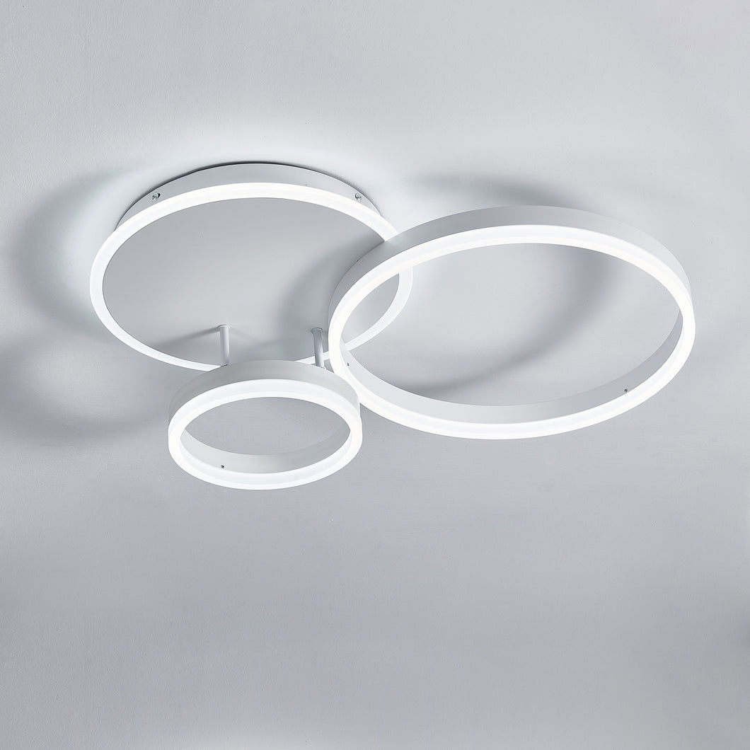 3-Light White Contemporary LED Flush Mount Ceiling Light Fixture Round for Bedroom