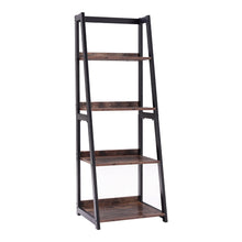 Load image into Gallery viewer, Industrial Ladder Shelf, 4-Tier Bookshelf Rack, Wall Shelf for Living Room, Kitchen, Office, Stable Steel Frame,Rustic Brown
