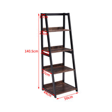 Load image into Gallery viewer, Industrial Ladder Shelf, 4-Tier Bookshelf Rack, Wall Shelf for Living Room, Kitchen, Office, Stable Steel Frame,Rustic Brown
