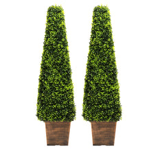 Load image into Gallery viewer, 2pcs Artificial Potted Topiary Trees Garden Yard Ornament with Pot
