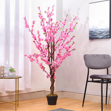 Load image into Gallery viewer, 150CM Faux Silk White Peach Blossom Tree Flowers Branch Potted Plant
