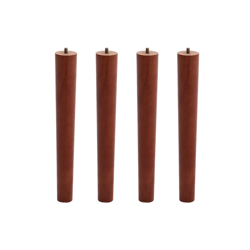 Set of 4 Wooden Oak Furniture Round Legs Feet, Dark Brown