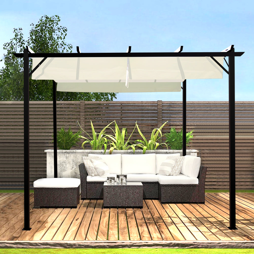 Outdoor Retractable Steel Pergola with Canopy, PM0744PM0745