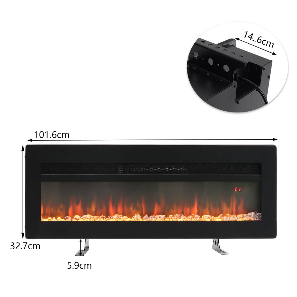 LED Electric Wall Fireplace 9 Flame Colours with Freestanding Leg-Black and White