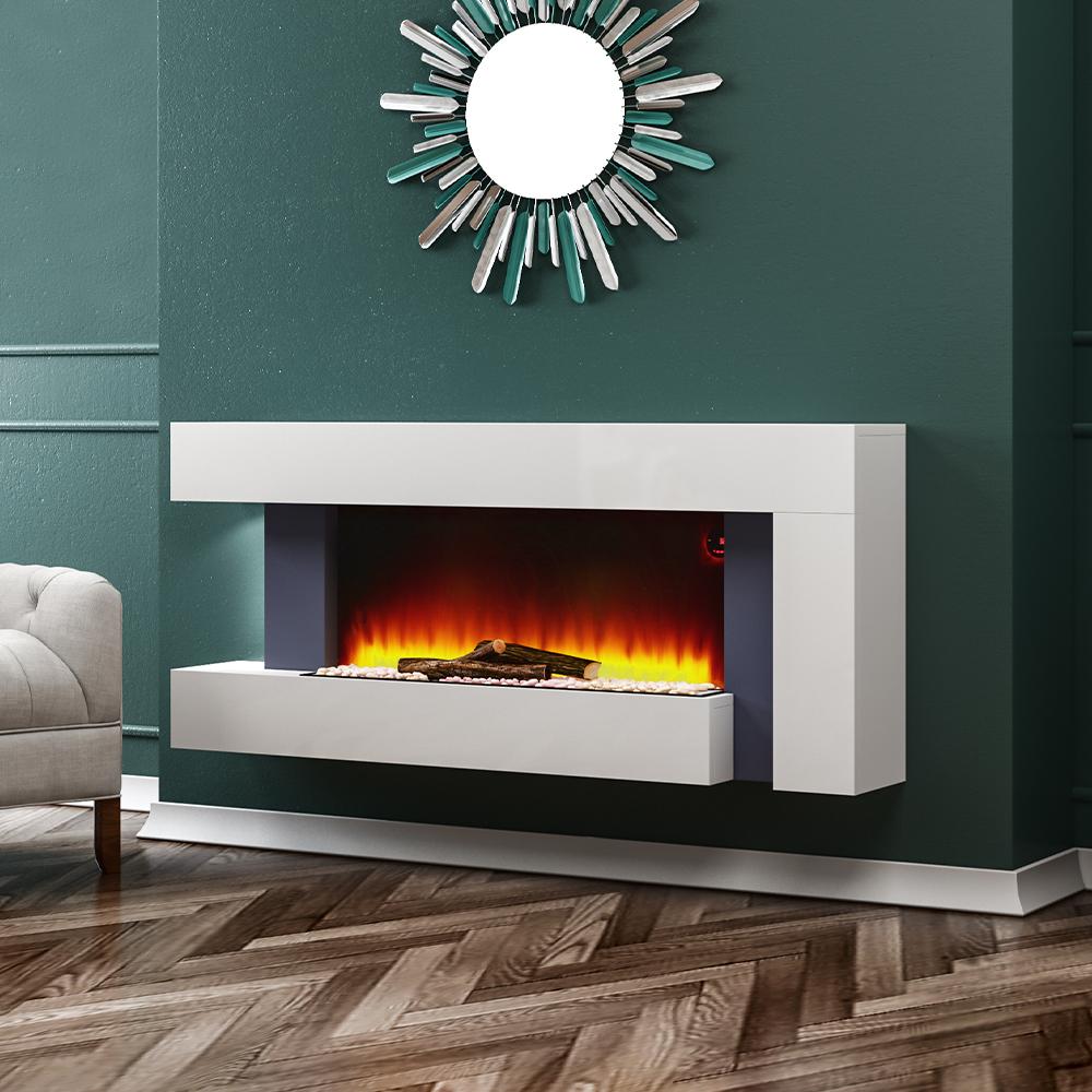 50'' LED Electric Fireplace L-Shaped Wall Mounted Electric Fire