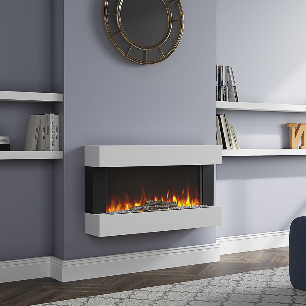 36 Inch Wall Mounted Electric Fireplace Suite 7 Flame Colours White