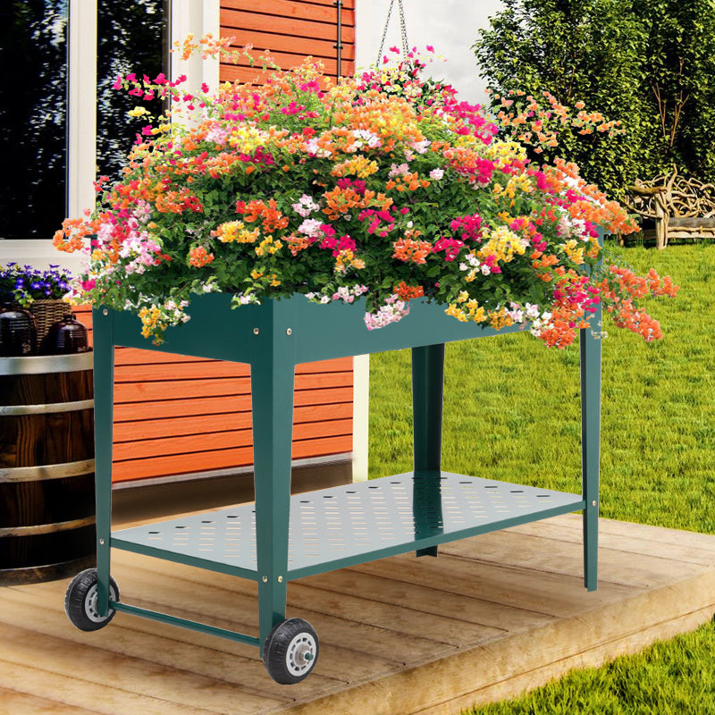 Mobile Raised Garden Bed with Shelf Vegetables Flower, PM0953