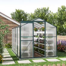 Load image into Gallery viewer, 10ft x 6ft Garden Greenhouse Aluminium Polycarbonate Green Plant Housing With Base
