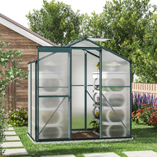 Load image into Gallery viewer, 4ft x 6ft Garden Greenhouse Aluminium Polycarbonate Green Plant Housing With Base
