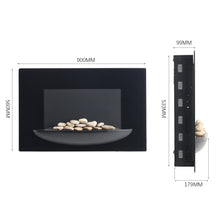 Load image into Gallery viewer, 1800W Wall Mounted Fireplace with Pebbles Bowl 7 Flame Colours
