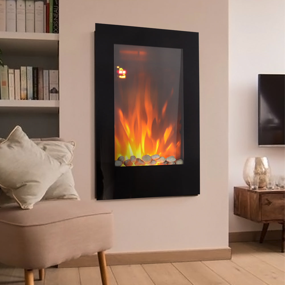 Vertical Wall Mount Electric LED Fireplace Space Heater