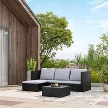 Load image into Gallery viewer, Set of 5 Outdoor Garden Furniture Set, 4-Seater Rattan Corner Sofa, Patio Conversation set
