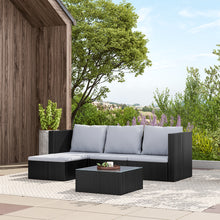 Load image into Gallery viewer, Set of 5 Outdoor Garden Furniture Set, 4-Seater Rattan Corner Sofa, Patio Conversation set
