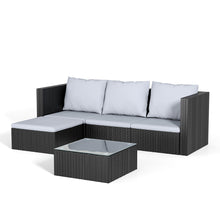 Load image into Gallery viewer, Set of 5 Outdoor Garden Furniture Set, 4-Seater Rattan Corner Sofa, Patio Conversation set
