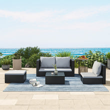 Load image into Gallery viewer, Set of 5 Outdoor Garden Furniture Set, 4-Seater Rattan Corner Sofa, Patio Conversation set
