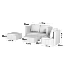 Load image into Gallery viewer, Set of 5 Outdoor Garden Furniture Set, 4-Seater Rattan Corner Sofa, Patio Conversation set
