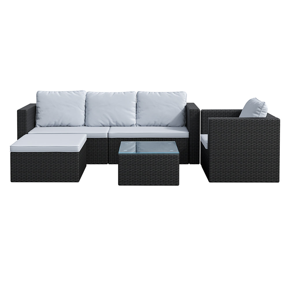 Set of 6 Outdoor Garden Furniture Set, Rattan Corner Sofa, Patio Conversation set