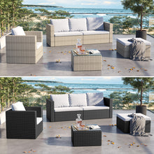 Load image into Gallery viewer, Set of 6 Outdoor Garden Furniture Set, Rattan Corner Sofa, Patio Conversation set

