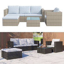 Load image into Gallery viewer, Set of 6 Outdoor Garden Furniture Set, Rattan Corner Sofa, Patio Conversation set
