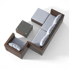 Load image into Gallery viewer, Set of 6 Outdoor Garden Furniture Set, 5-Seater Rattan Corner Sofa, Patio Conversation set
