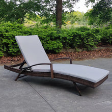 Load image into Gallery viewer, Adjustable Outdoor Wicker Sun Lounger Cushioned Recliner, PM1083
