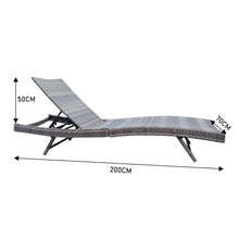 Load image into Gallery viewer, Adjustable Outdoor Wicker Sun Lounger Cushioned Recliner, PM1084
