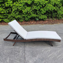Load image into Gallery viewer, Adjustable Outdoor Wicker Sun Lounger Cushioned Recliner, PM1085
