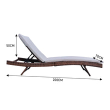 Load image into Gallery viewer, Adjustable Outdoor Wicker Sun Lounger Cushioned Recliner, PM1085
