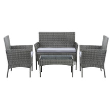 Load image into Gallery viewer, 4 Pcs Outdoor Patio Rattan Furniture Set Modern Bistro Chairs and Side Table Set, PM1088

