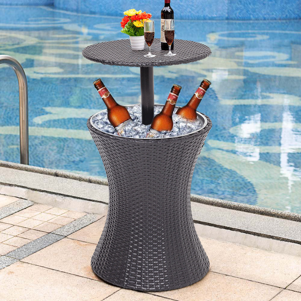 Modern Wicker Height Adjustable Outdoor Cooler Bar Hot Tub Table