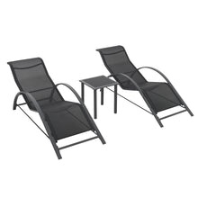 Load image into Gallery viewer, Set of 3 Garden Patio Sun Lounger Table Set, Outdoor Poolside Recliner, Outdoor Deck Chairs
