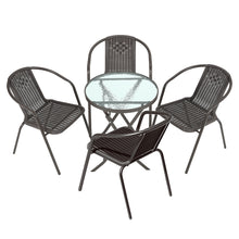 Load image into Gallery viewer, Outdoor Metal Coffee Dining Set, Brown Table + 4 Chairs
