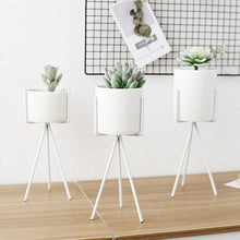 Load image into Gallery viewer, Garden Geometric Plant Stand Ceramic Pot Succulent Flower Iron Cross Low Rack Holder
