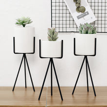 Load image into Gallery viewer, Garden Geometric Plant Stand Ceramic Pot Succulent Flower Iron Cross Low Rack Holder
