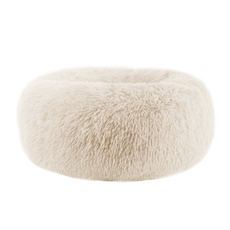 Round Cat Dog Cushion Faux Fur Fluffy Shaggy Sheepskin Pet Bed