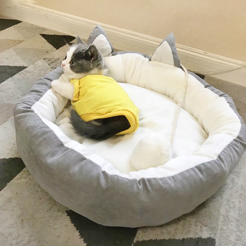 Soft Cat Ear Style Pet Bed Washable Basket Mat Cushion