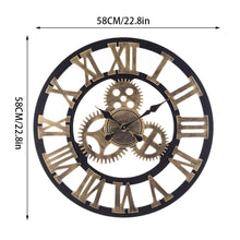 Load image into Gallery viewer, 58CM Vintage Wall Clock with Roman Numeral Metal.Gold and Sliver
